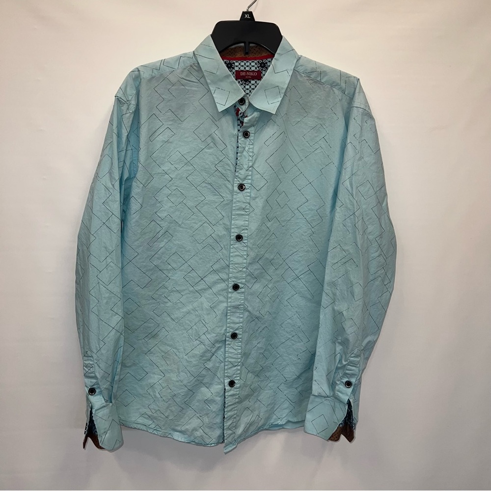 De-Niko Button Up Adult Large Mens Multicolor Long Sleeve 100% Cotton Shirt